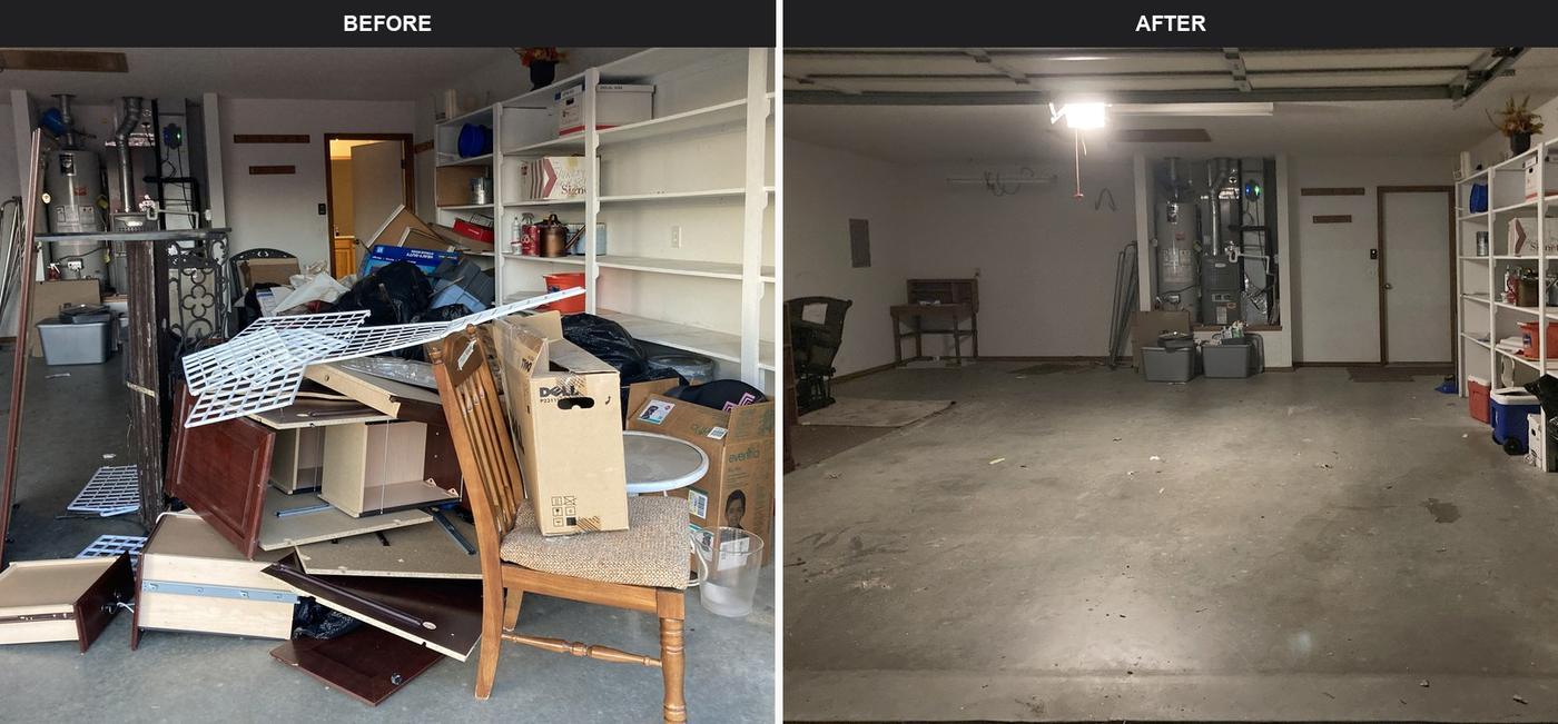 Before and after property cleanout for turnover